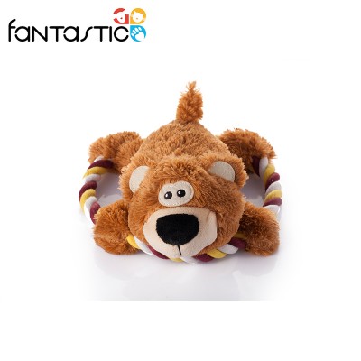 wholesale interactive dog rope squeaky bear plush dog toy